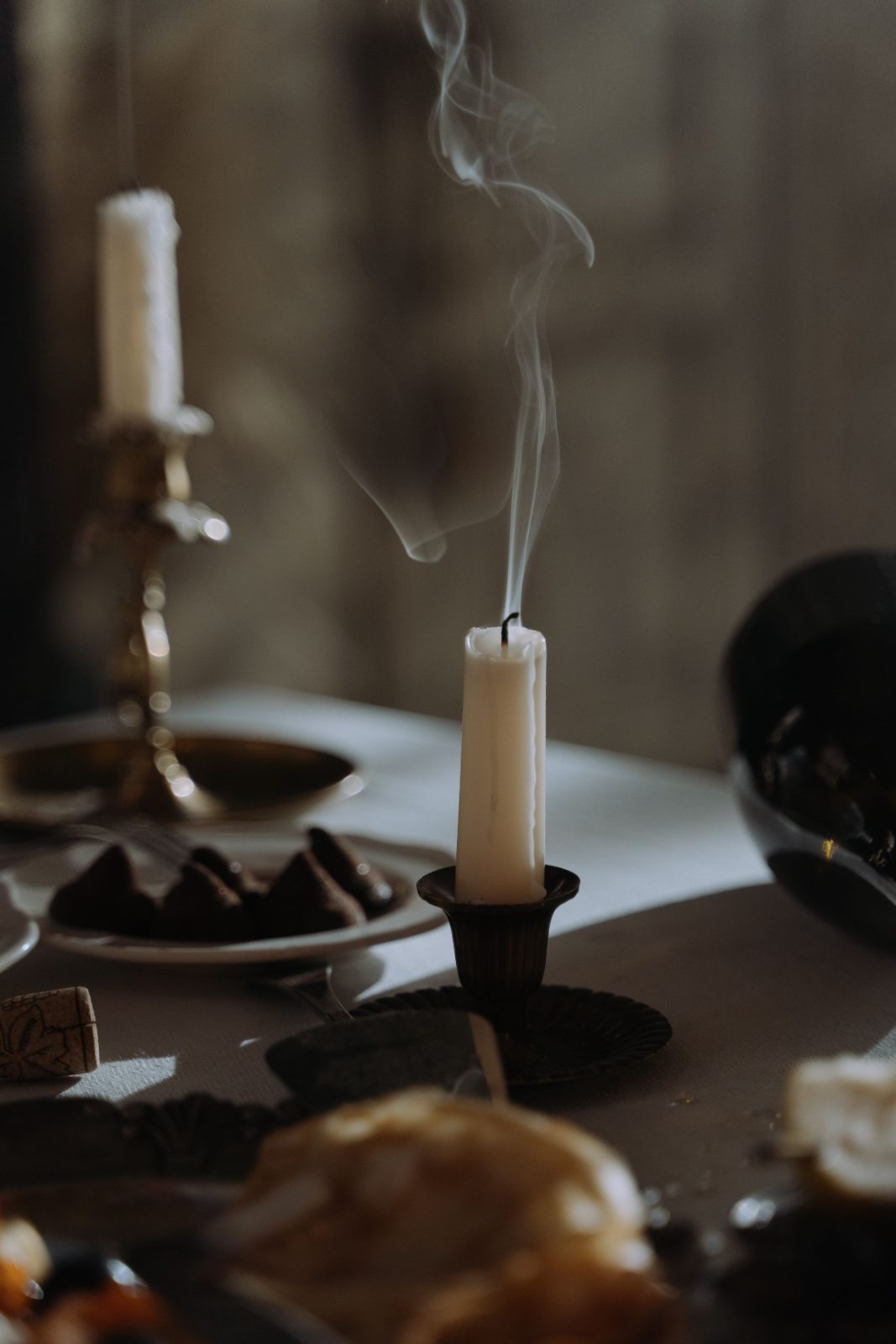 Smoke rising from a candle that has just been blown out