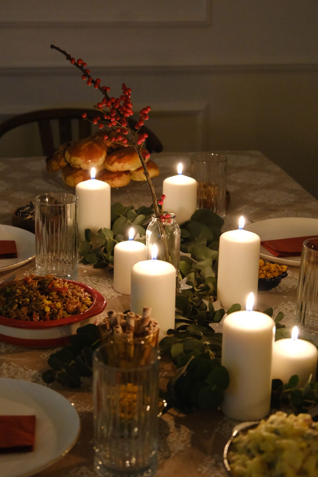 A table set for a shared meal