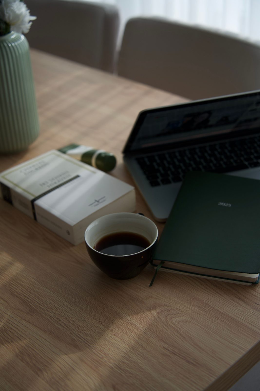 An open notebook on a desk